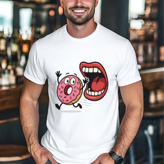 Funny Doughnut Cartoon Running from Mouth T-Shirt