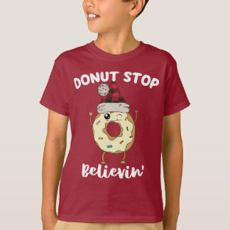 Funny Doughnut Don't Stop Believing Santa Christma T-Shirt