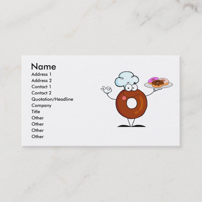funny doughnut doughnut chef cartoon character business card (Front)