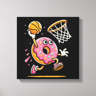 Funny Doughnut Dunking Basketball Food Champ Sport Canvas Print