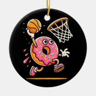 Funny Doughnut Dunking Basketball Food Champ Sport Ceramic Tree Decoration