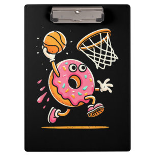 Funny Doughnut Dunking Basketball Food Champ Sport Clipboard
