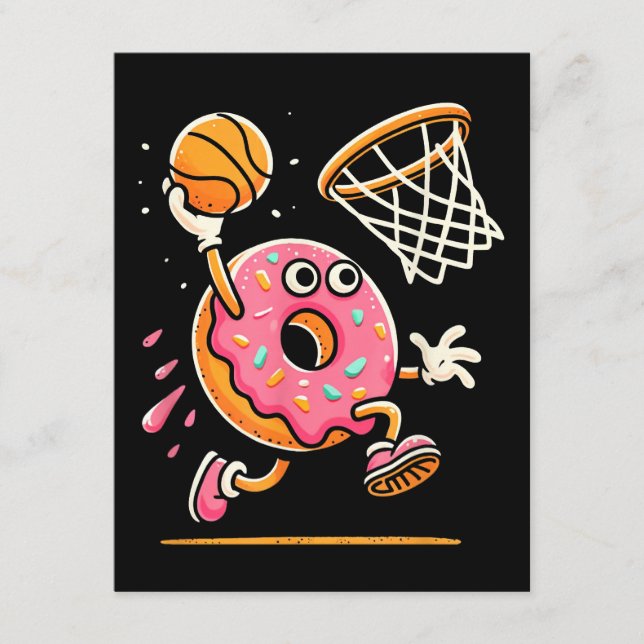 Funny Doughnut Dunking Basketball Food Champ Sport Enclosure Card (Front)
