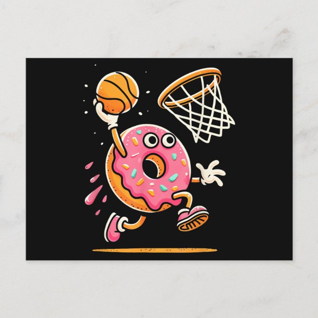 Funny Doughnut Dunking Basketball Food Champ Sport Holiday Postcard (Front)