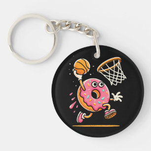 Funny Doughnut Dunking Basketball Food Champ Sport Key Ring