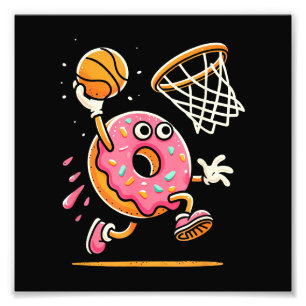 Funny Doughnut Dunking Basketball Food Champ Sport Photo Print