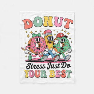Funny Doughnut Stress Just Do Your Best Groovy Gif Fleece Blanket