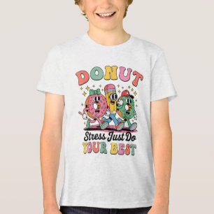 Funny Doughnut Stress Just Do Your Best Groovy Gif Tri-Blend Shirt