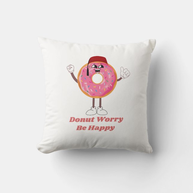 Funny Doughnut T-Shirt – Doughnut Worry Be Happy G Cushion (Front)