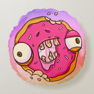 Funny Doughnut Zombie Design Round Cushion