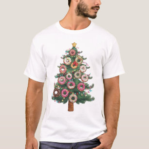 Funny Doughnuts Christmas Tree Lights Xmas PJS T-Shirt