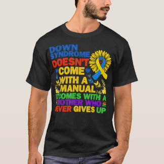 Funny Down Syndrome Yellow And Blue Ribbon Sunflow T-Shirt
