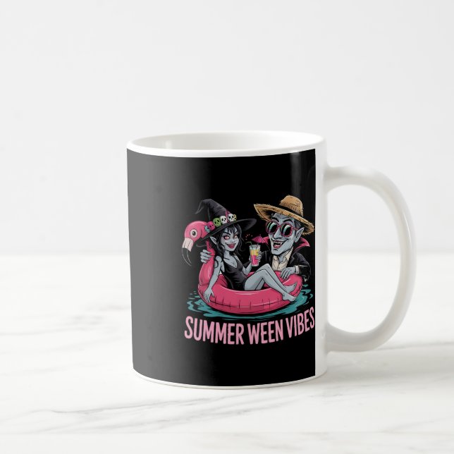 Funny Dracula And Witch Float Halloween Summer Wee Coffee Mug (Right)