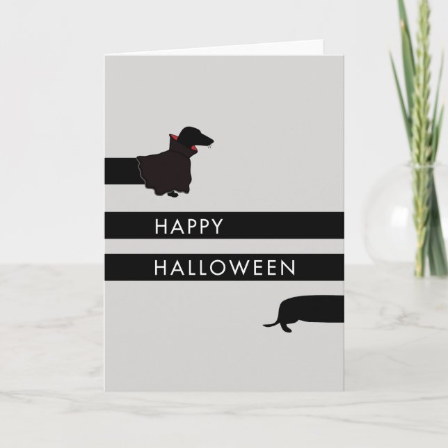 Funny Dracula Dachshund Halloween Card (Front)