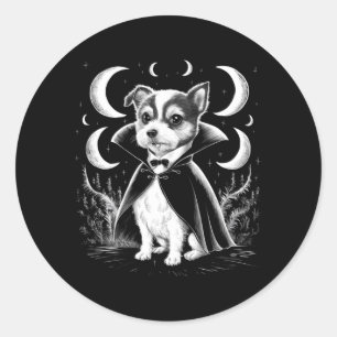 Funny Dracula Terrier Puppy Vampire - Spooky Classic Round Sticker