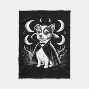 Funny Dracula Terrier Puppy Vampire - Spooky Fleece Blanket