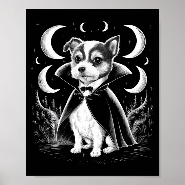 Funny Dracula Terrier Puppy Vampire - Spooky Poster (Front)