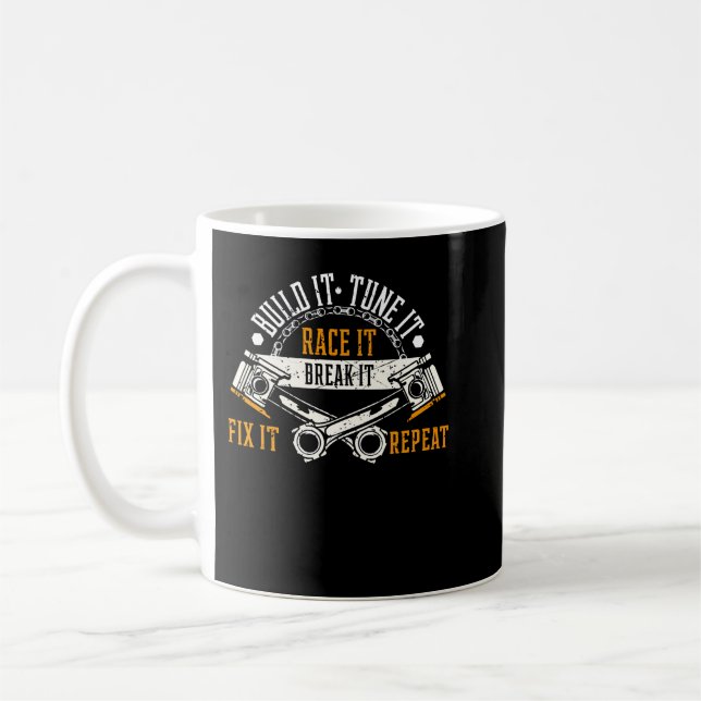 Funny Drag Race, Race Mechanic, Car Fan, Motorspor Coffee Mug (Left)
