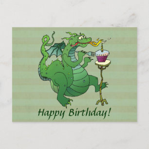 Funny Dragon Blowing Birthday Candles Postcard