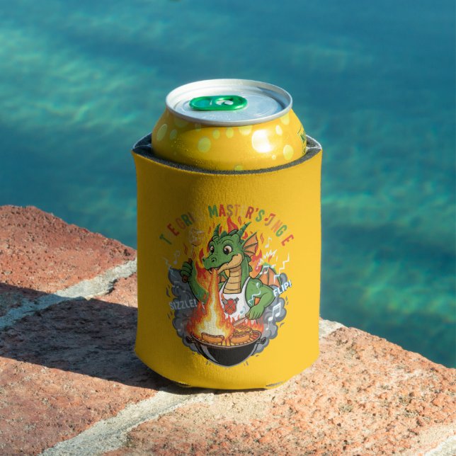  Funny Dragon Grill Master BBQ & Grilling Cartoon Can Cooler (In Situ Pool)