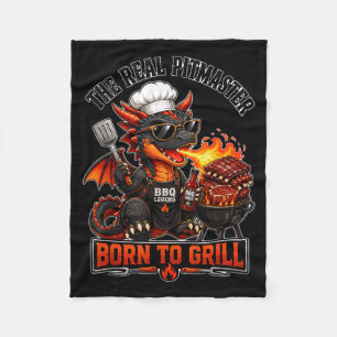 Funny Dragon Grill Master Fleece Blanket