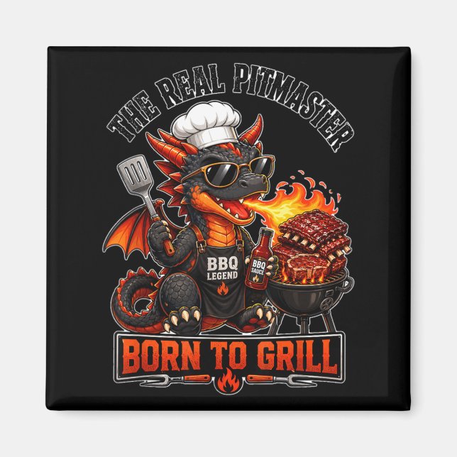 Funny Dragon Grill Master Magnet (Front)