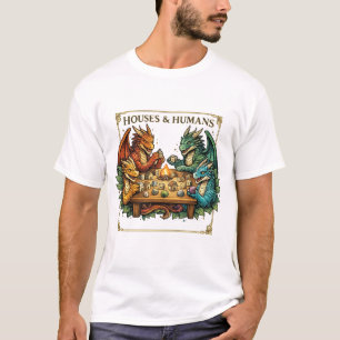 Funny Dragon Houses and Humans Fantasy Art T-Shirt