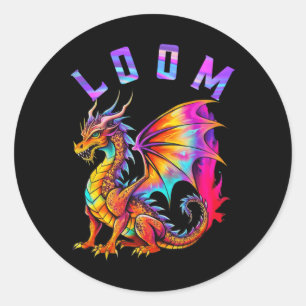 Funny Dragon Loom Lovers For Men Women Imagine Gif Classic Round Sticker