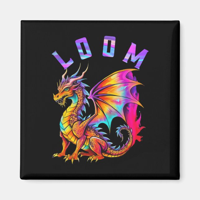 Funny Dragon Loom Lovers For Men Women Imagine Gif Magnet (Front)