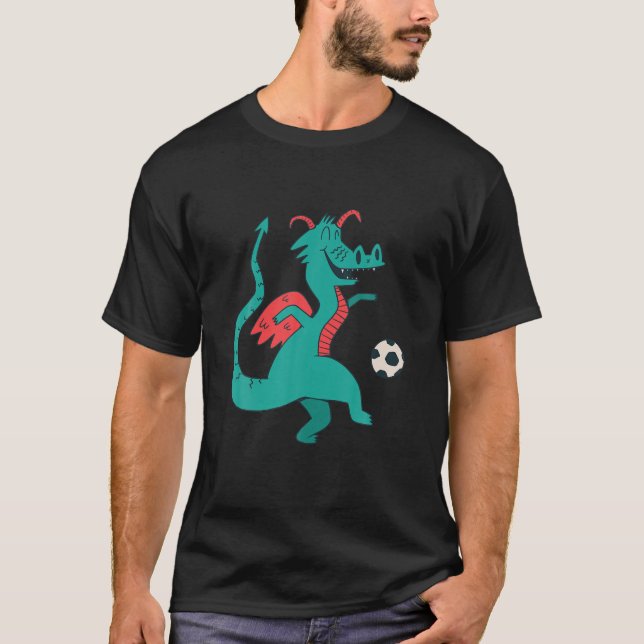 Funny Dragon Playing Soccer Game Football Merch Wo T-Shirt (Front)