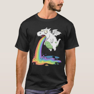 Funny Dragon Puking Rainbow Cartoon T-Shirt
