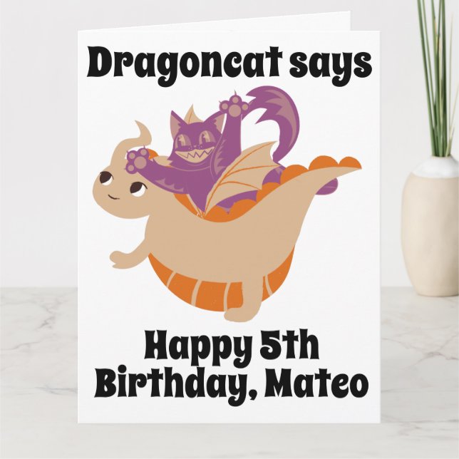 Funny Dragoncat Personalised Birthday Card (Front)