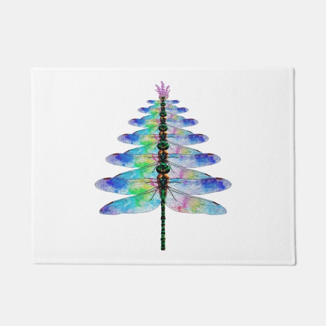 Funny Dragonfly Christmas Tree Doormat (Front)