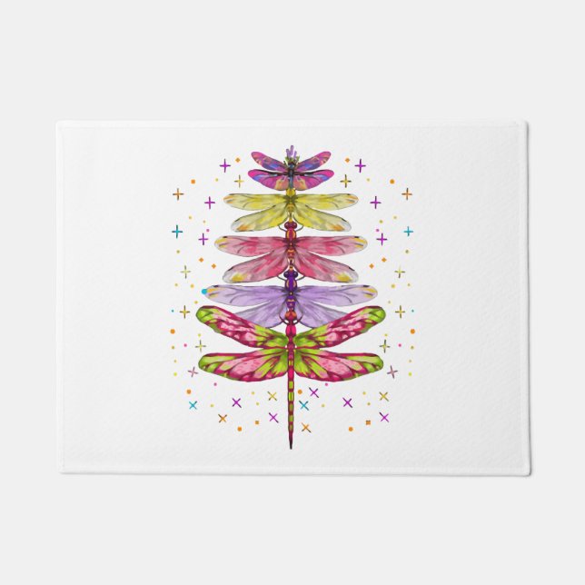 Funny Dragonfly Christmas Tree  Doormat (Front)