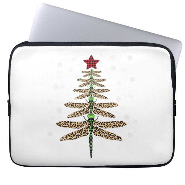 Funny Dragonfly christmas tree ornaments leopard Laptop Sleeve (Front)