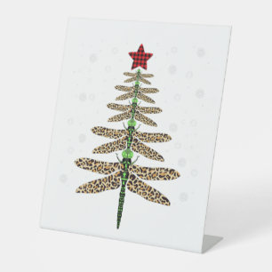 Funny Dragonfly christmas tree ornaments leopard Pedestal Sign