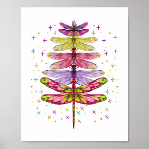 Funny Dragonfly Christmas Tree  Poster