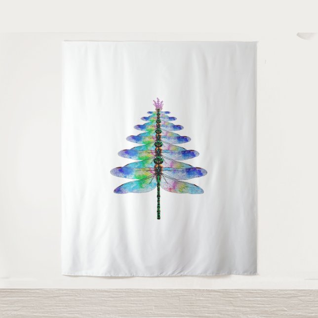 Funny Dragonfly Christmas Tree Tapestry (Front)