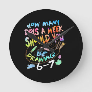 Funny Drawing Sketching Artist  Round Clock