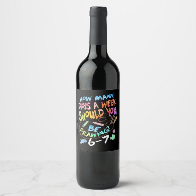 Funny Drawing Sketching Artist  Wine Label (Front)