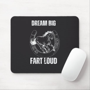 Funny Dream Big Fart Loud Distressed Horse Graphic Mouse Mat