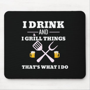 Funny Drink Beer Grill Shirt Dad Fathers Day Gift Mouse Mat