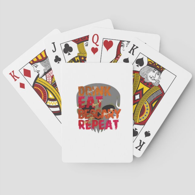 Funny Drink Eat Be Scary Halloween Design Creative Playing Cards (Back)