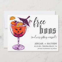 Funny Drink Free Boos Photo Halloween Wedding 