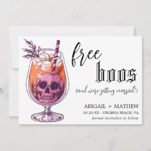 Funny Drink Free Boos Photo Halloween Wedding  Save The Date