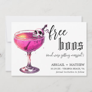 Funny Drink Free Boos Photo Halloween Wedding  Save The Date