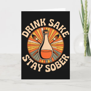 Funny Drink Sake Stay Sober Vintage Japanese Humor Card