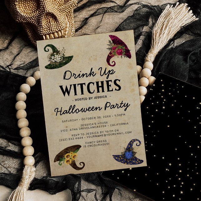 Funny 'Drink Up Witches' Adult Halloween Party Invitation (Creator Uploaded)