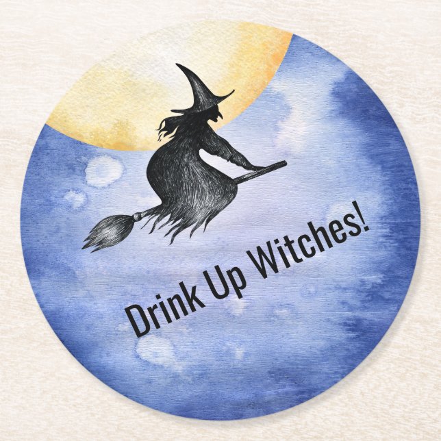 Funny Drink Up Witches Halloween Coaster (Front)