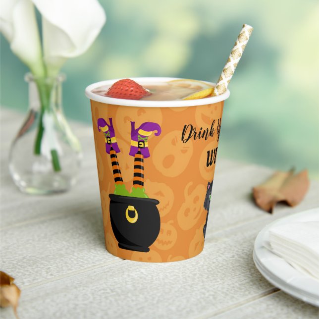 Funny Drink Up Witches Halloween Paper Cups (Insitu)